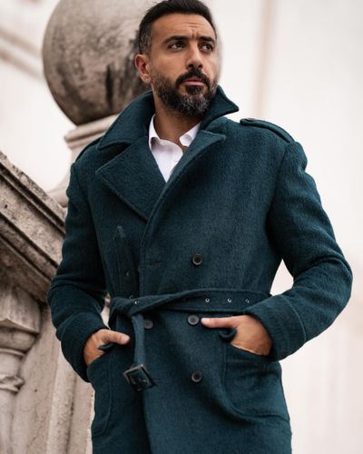 Teal Trench City Winter Chic